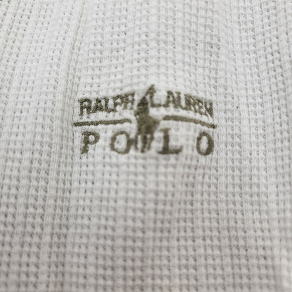 Polo Ralph Lauren Thermal Shirt Mens XL Ivory Waffle Knit Crew Neck Long Sleeve